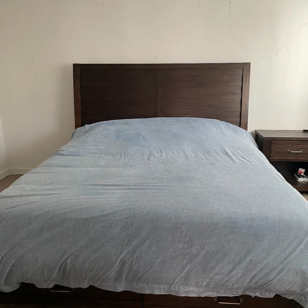 Anthropologie Embroidered Linen Blend Duvet Cover
